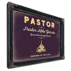 Personalized Pastor Sign, Shepherd of the Flock, Plum & Mustard, image 1