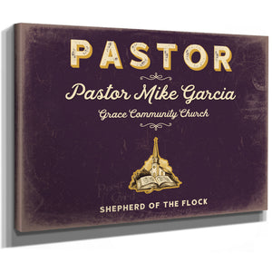 Personalized Pastor Sign, Shepherd of the Flock, Plum & Mustard, image 8