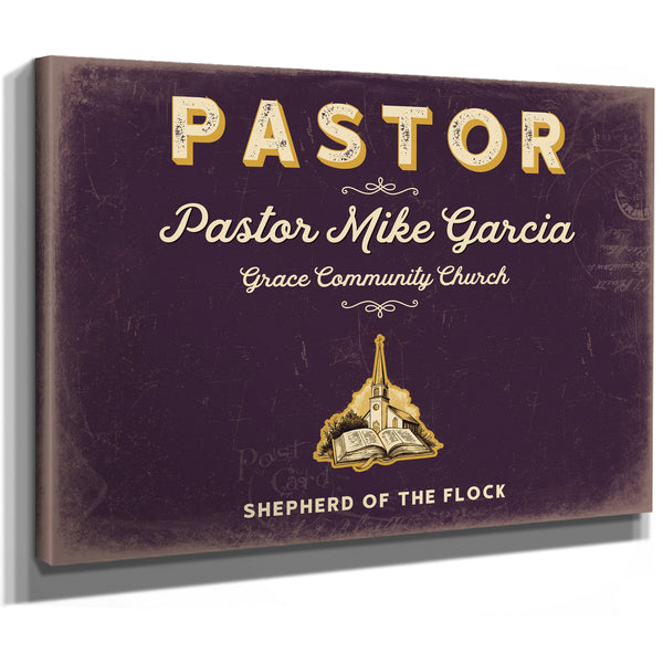 Personalized Pastor Sign, Shepherd of the Flock, Plum & Mustard, image 8
