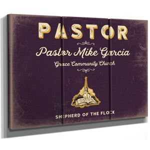 Personalized Pastor Sign, Shepherd of the Flock, Plum & Mustard, image 14