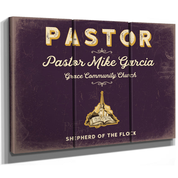 Personalized Pastor Sign, Shepherd of the Flock, Plum & Mustard, image 14