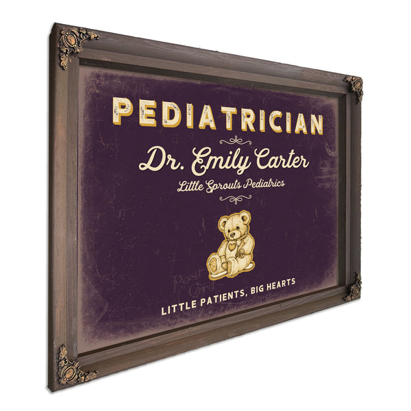 Personalized Pediatrician Sign, Little Patients, Big Hearts, Plum & Mustard, image 7
