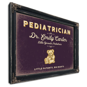 Personalized Pediatrician Sign, Little Patients, Big Hearts, Plum & Mustard, image 1