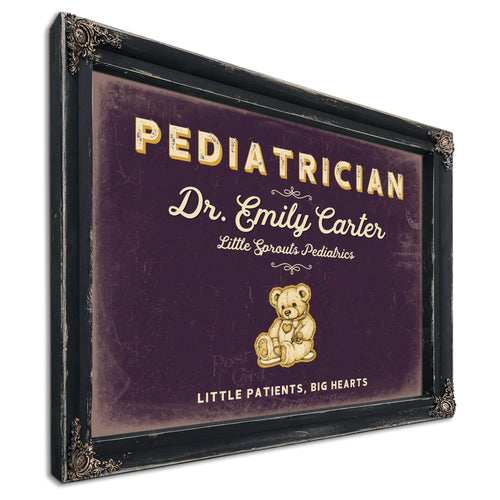 Personalized Pediatrician Sign, Little Patients, Big Hearts, Plum & Mustard, image 1