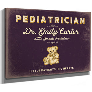 Personalized Pediatrician Sign, Little Patients, Big Hearts, Plum & Mustard, image 8
