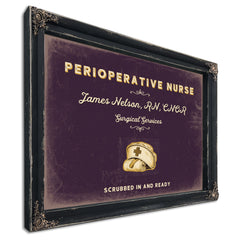 Personalized Perioperative Nurse Sign, Scrubbed In and Ready, Plum & Mustard, image 1