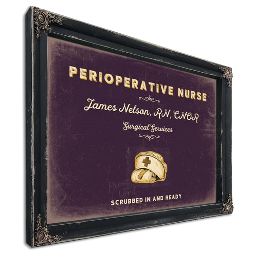 Personalized Perioperative Nurse Sign, Scrubbed In and Ready, Plum & Mustard, image 1