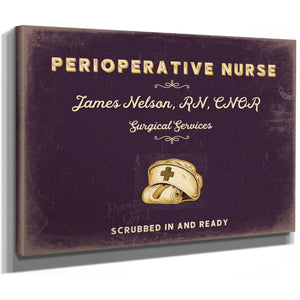 Personalized Perioperative Nurse Sign, Scrubbed In and Ready, Plum & Mustard, image 8