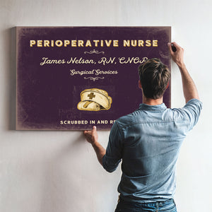 Personalized Perioperative Nurse Sign, Scrubbed In and Ready, Plum & Mustard, image 9