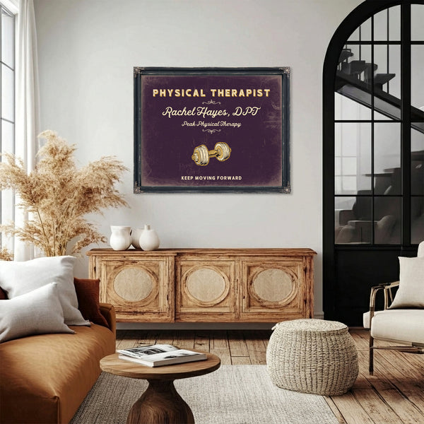 Personalized Physical Therapist Sign, Keep Moving Forward, Plum & Mustard, image 4