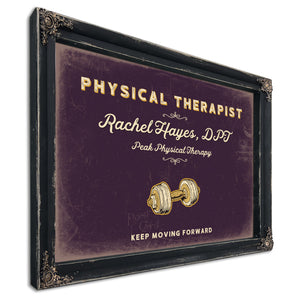 Personalized Physical Therapist Sign, Keep Moving Forward, Plum & Mustard, image 1