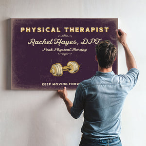 Personalized Physical Therapist Sign, Keep Moving Forward, Plum & Mustard, image 9