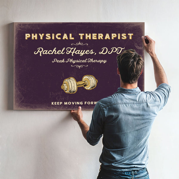 Personalized Physical Therapist Sign, Keep Moving Forward, Plum & Mustard, image 9
