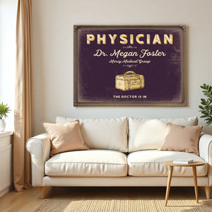 Personalized Physician Sign, The Doctor Is In, Plum & Mustard, image 5
