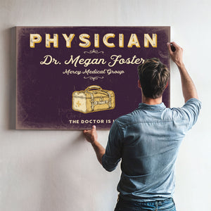 Personalized Physician Sign, The Doctor Is In, Plum & Mustard, image 9