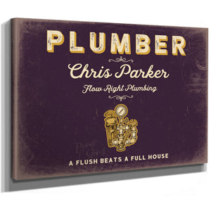 Personalized Plumber Sign, A Flush Beats a Full House, Plum & Mustard, image 8