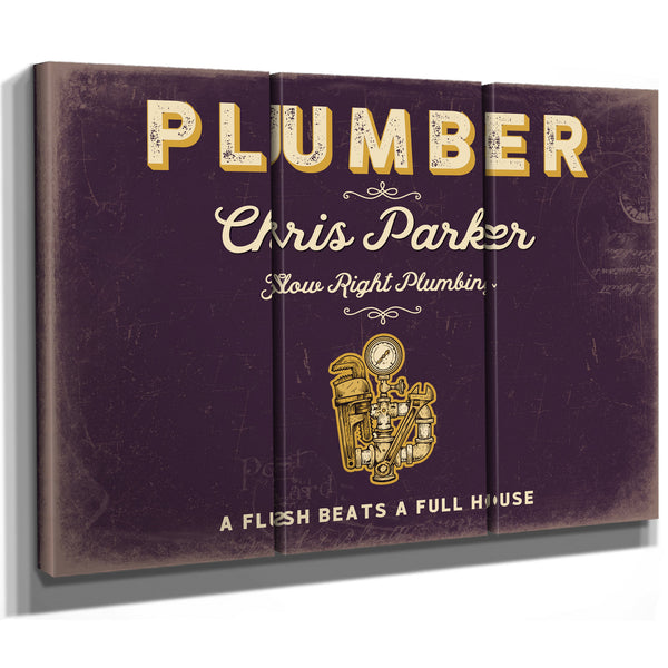 Personalized Plumber Sign, A Flush Beats a Full House, Plum & Mustard, image 14