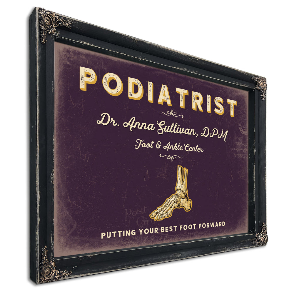 Personalized Podiatrist Sign, Putting Your Best Foot Forward, Plum & Mustard, image 1