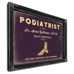 Personalized Podiatrist Sign, Putting Your Best Foot Forward, Plum & Mustard, image 1