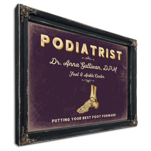 Personalized Podiatrist Sign, Putting Your Best Foot Forward, Plum & Mustard, image 1