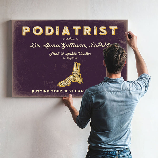 Personalized Podiatrist Sign, Putting Your Best Foot Forward, Plum & Mustard, image 9