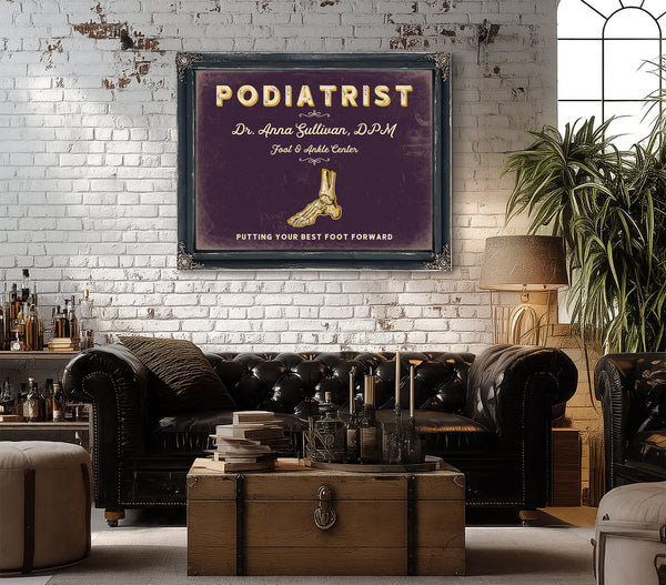 Personalized Podiatrist Sign, Putting Your Best Foot Forward, Plum & Mustard, image 18