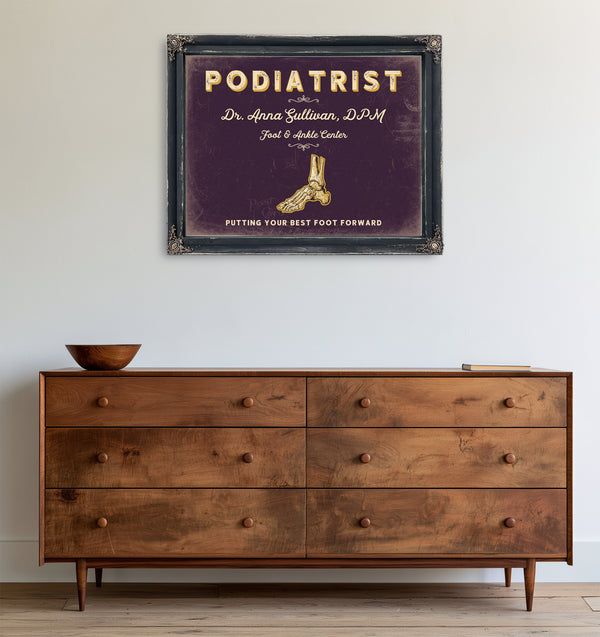 Personalized Podiatrist Sign, Putting Your Best Foot Forward, Plum & Mustard, image 19