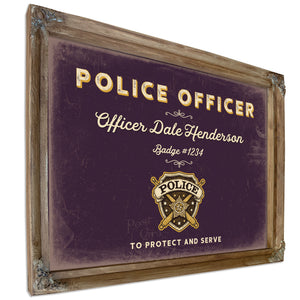 Personalized Police Officer Sign, To Protect and Serve, Plum & Mustard, image 6