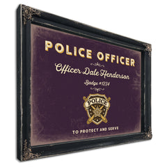 Personalized Police Officer Sign, To Protect and Serve, Plum & Mustard, image 1
