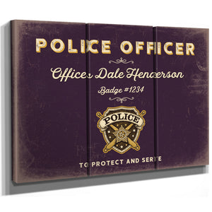 Personalized Police Officer Sign, To Protect and Serve, Plum & Mustard, image 14