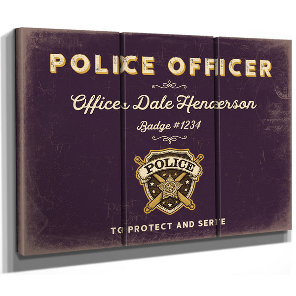 Personalized Police Officer Sign, To Protect and Serve, Plum & Mustard, image 14