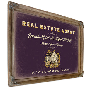 Personalized Real Estate Agent Sign, Location, Location, Location, Plum & Mustard, image 6