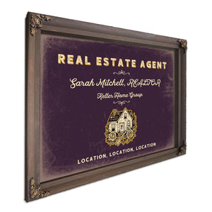 Personalized Real Estate Agent Sign, Location, Location, Location, Plum & Mustard, image 7
