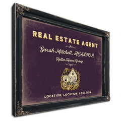 Personalized Real Estate Agent Sign, Location, Location, Location, Plum & Mustard, image 1
