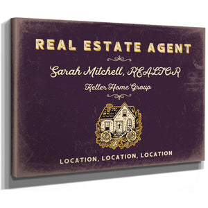 Personalized Real Estate Agent Sign, Location, Location, Location, Plum & Mustard, image 8