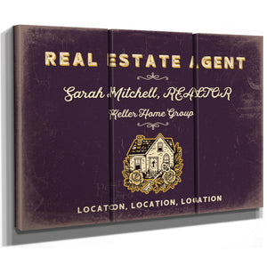 Personalized Real Estate Agent Sign, Location, Location, Location, Plum & Mustard, image 14