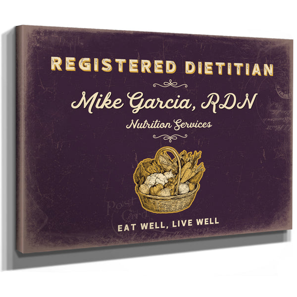 Personalized Registered Dietitian Sign, Eat Well, Live Well, Plum & Mustard, image 8
