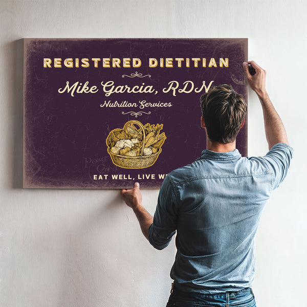 Personalized Registered Dietitian Sign, Eat Well, Live Well, Plum & Mustard, image 9