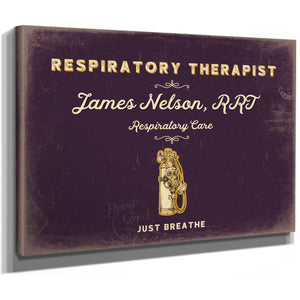 Personalized Respiratory Therapist Sign, Just Breathe, Plum & Mustard, image 8