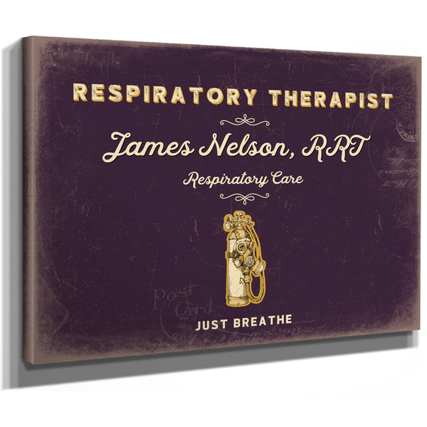 Personalized Respiratory Therapist Sign, Just Breathe, Plum & Mustard, image 8