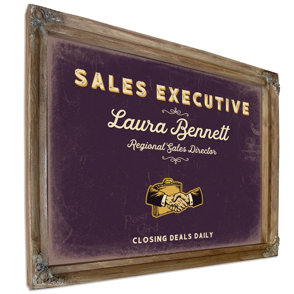 Personalized Sales Executive Sign, Closing Deals Daily, Plum & Mustard, image 6