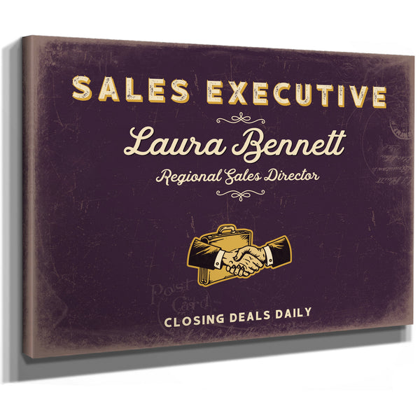 Personalized Sales Executive Sign, Closing Deals Daily, Plum & Mustard, image 8