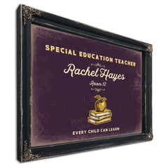 Personalized Special Education Teacher Sign, Every Child Can Learn, Plum & Mustard, image 1