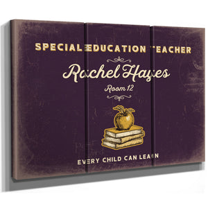 Personalized Special Education Teacher Sign, Every Child Can Learn, Plum & Mustard, image 14