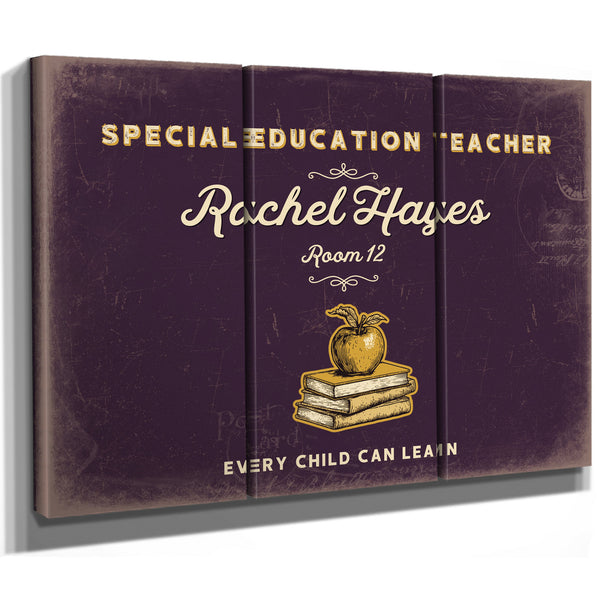 Personalized Special Education Teacher Sign, Every Child Can Learn, Plum & Mustard, image 14