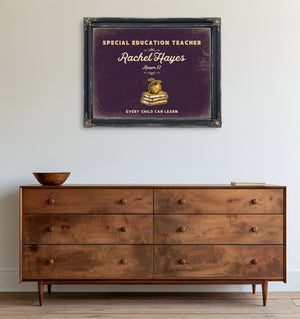 Personalized Special Education Teacher Sign, Every Child Can Learn, Plum & Mustard, image 19