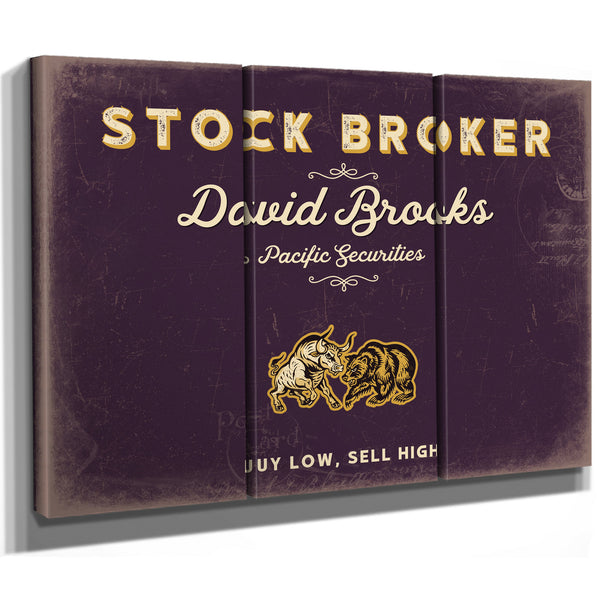 Personalized Stock Broker Sign, Buy Low, Sell High, Plum & Mustard, image 14