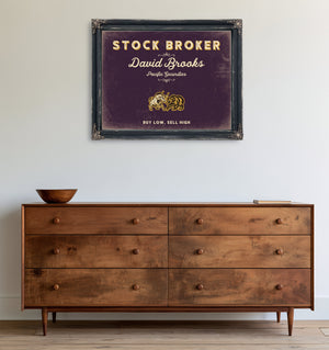 Personalized Stock Broker Sign, Buy Low, Sell High, Plum & Mustard, image 19