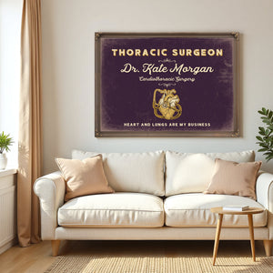 Personalized Thoracic Surgeon Sign, Heart and Lungs Are My Business, Plum & Mustard, image 5