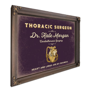 Personalized Thoracic Surgeon Sign, Heart and Lungs Are My Business, Plum & Mustard, image 7